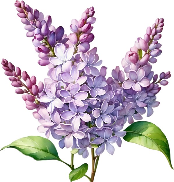 PSD pintura a aquarela da flor de lilas comum