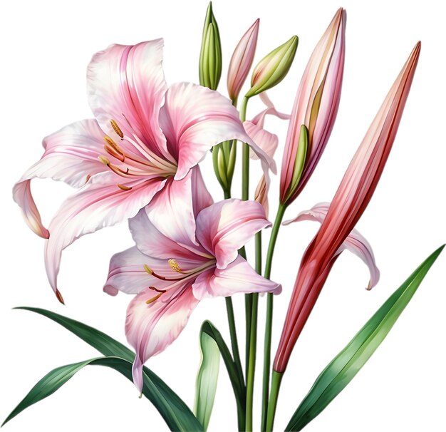 PSD pintura a aquarela da flor de lírio crinum