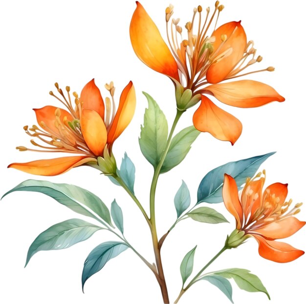 PSD pintura a aquarela da flor de palash