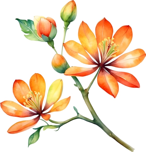 PSD pintura a aquarela da flor de palash