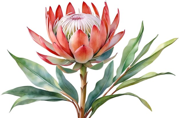 PSD pintura a aquarela da flor protea aigenerado