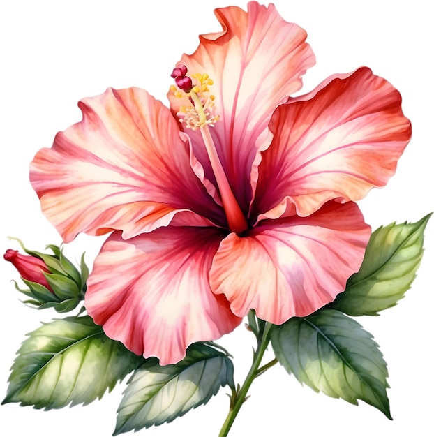 PSD pintura a aquarela da rosa de sharon hibiscus syriacus flor