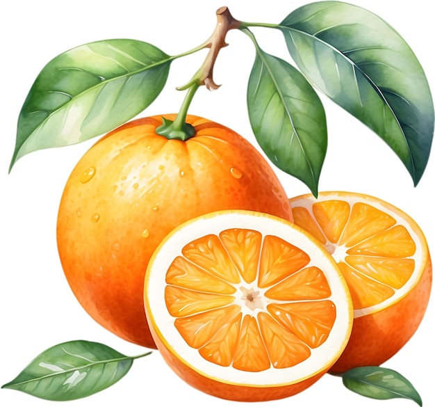 PSD pintura a aquarela de frutas de laranja