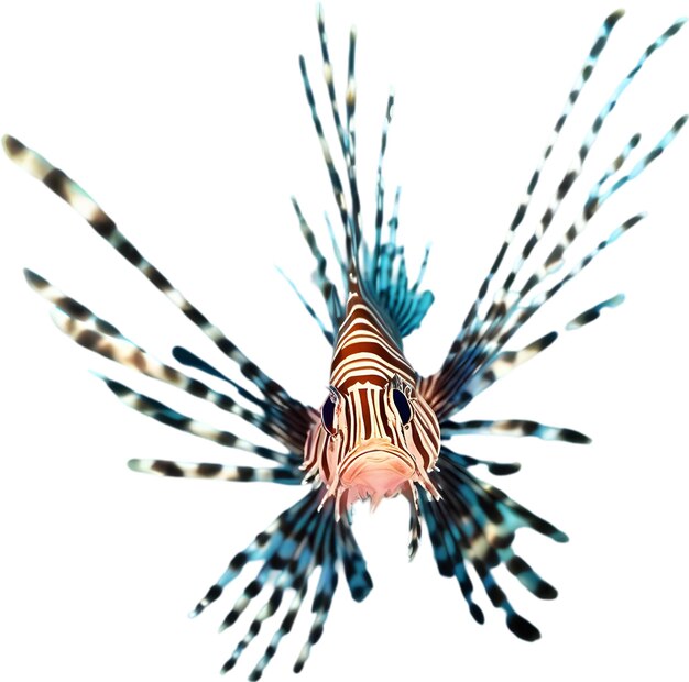 PSD pintura a aquarela de um lindo peixe-leão pterois