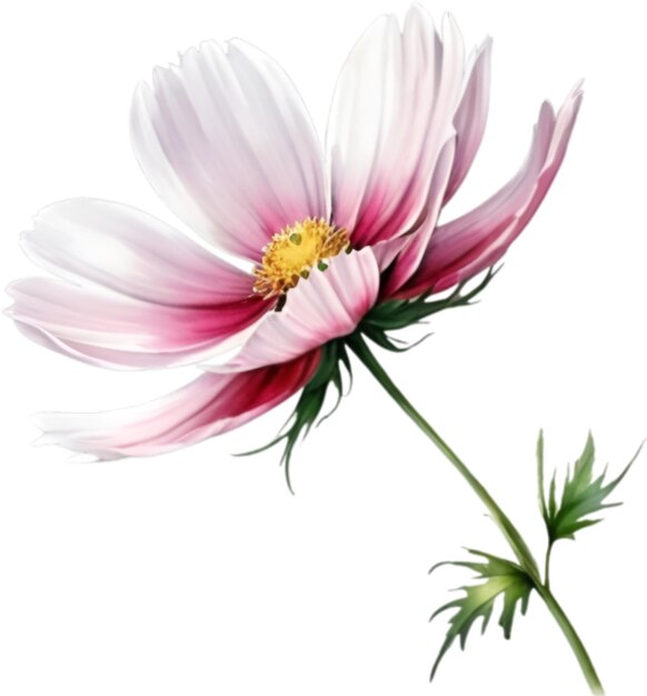 Pintura a aquarela de uma flor cosmos