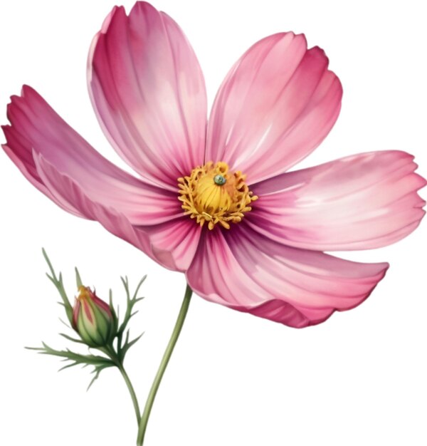 PSD pintura a aquarela de uma flor cosmos