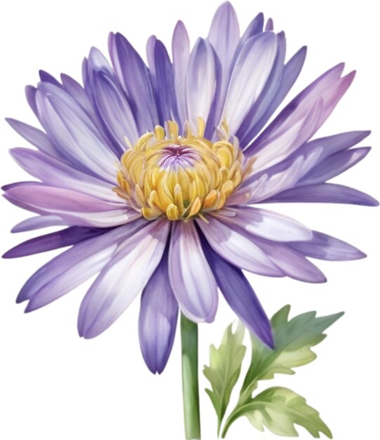 PSD pintura a aquarela de uma flor de aster