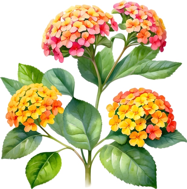 PSD pintura a aquarela de uma flor de lantana