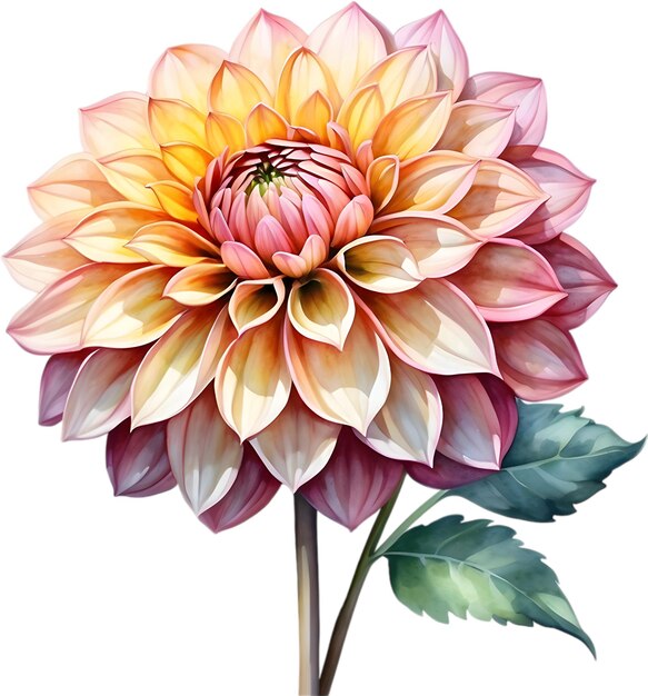 PSD pintura a aquarela de uma flor de pompon dahlia