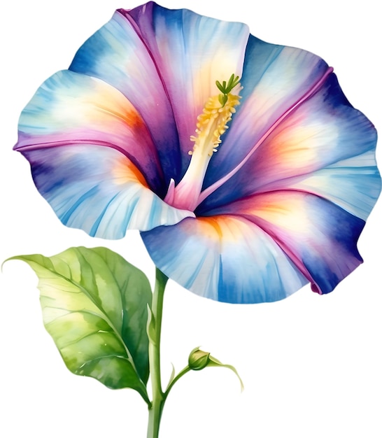 PSD pintura a aquarela de uma flor morning glory aigenerated