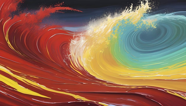 PSD pintura a óleo de fundo de ondas coloridas