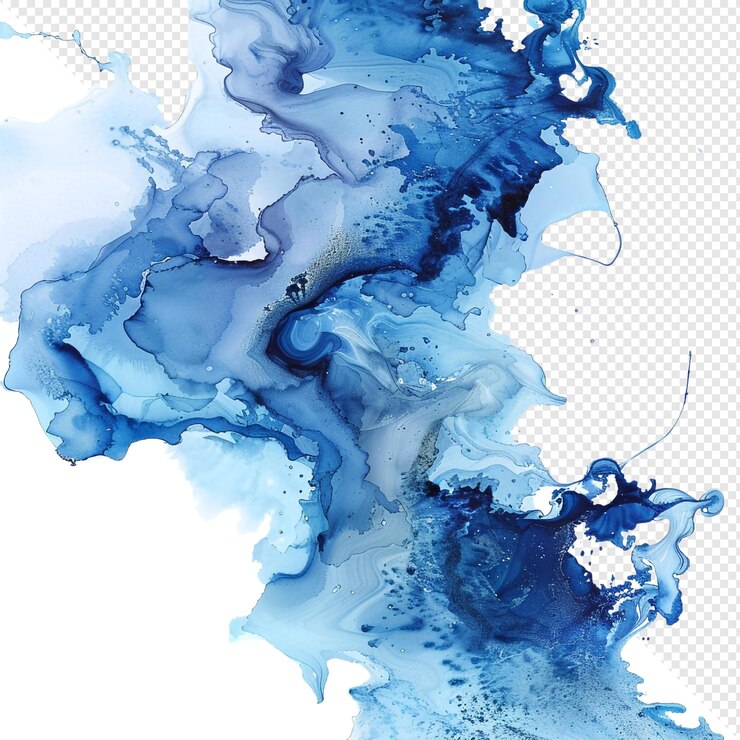 PSD pintura abstracta de tintas azules en remolinos