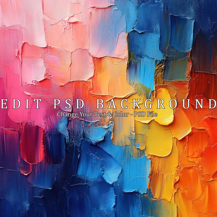 PSD pintura abstrata com cores vibrantes, pinceladas e texturas