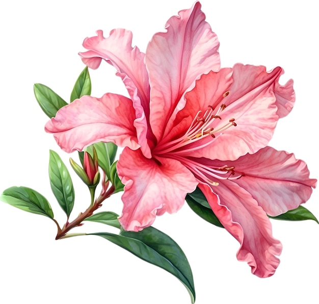 PSD pintura en acuarela de una flor de azalea