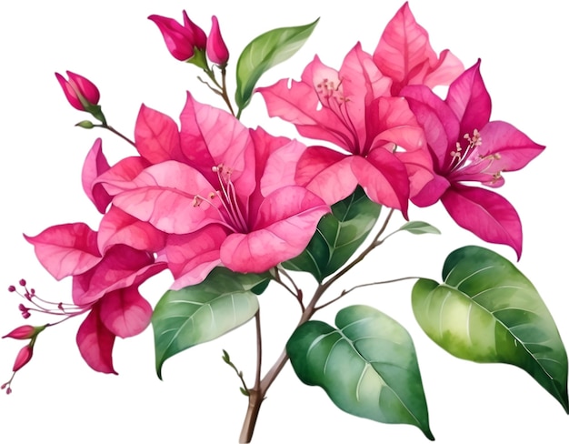 PSD pintura en acuarela de la flor de bougainvillea