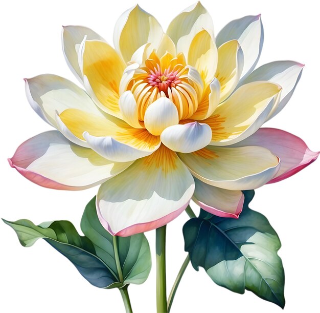 PSD pintura en acuarela de la flor brahma kamal saussurea obvallata