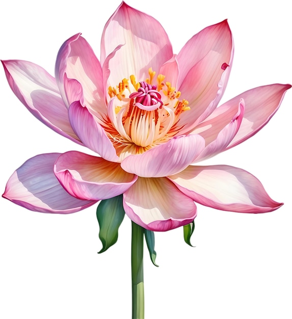 PSD pintura en acuarela de la flor brahma kamal saussurea obvallata