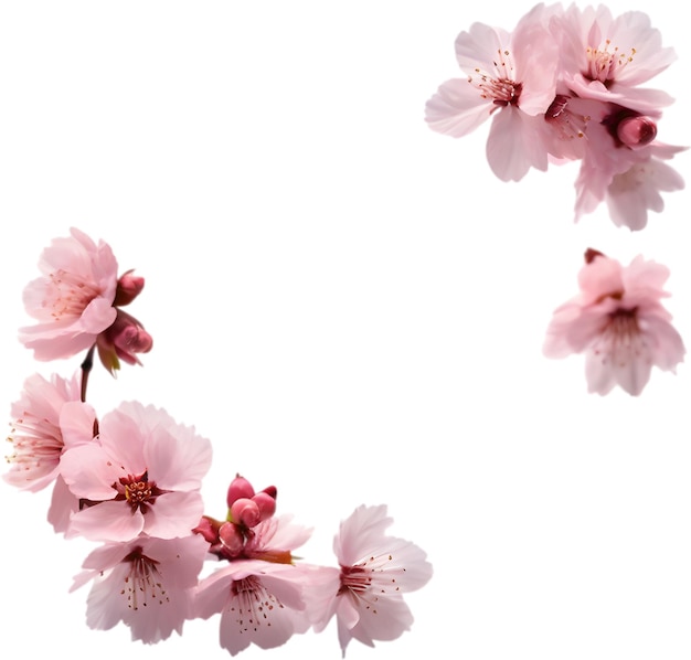 PSD pintura en acuarela de la flor del cerezo marco floral