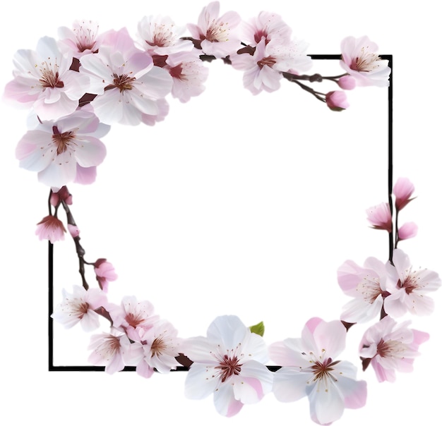 PSD pintura en acuarela de la flor del cerezo marco floral