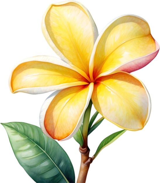 PSD pintura en acuarela de una flor de frangipani