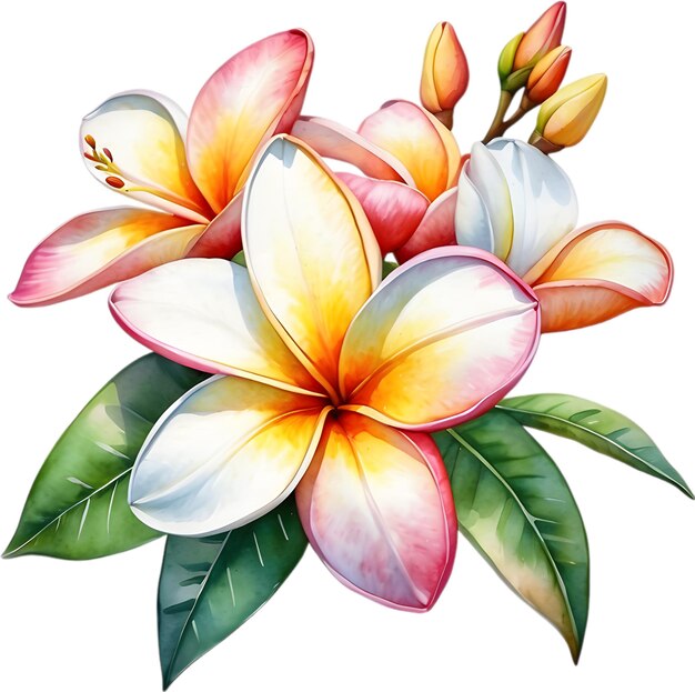 PSD pintura en acuarela de una flor de frangipani