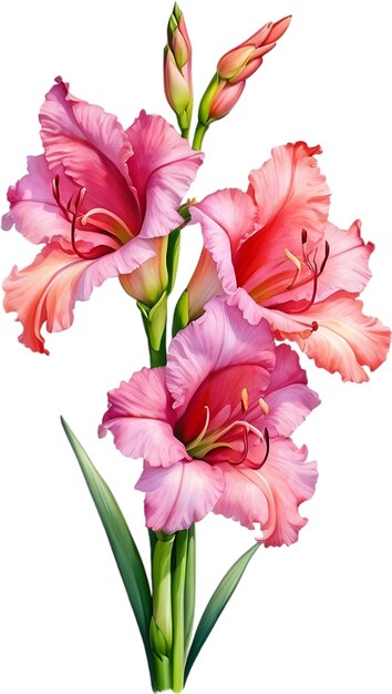 PSD pintura en acuarela de una flor de gladiolus