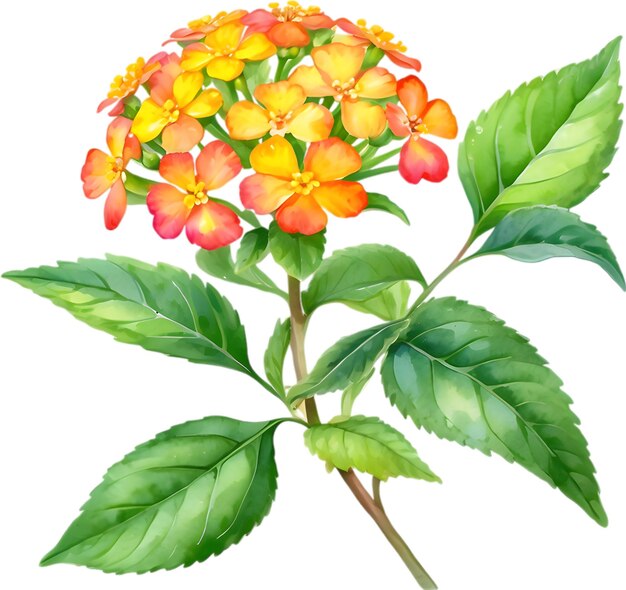 PSD pintura en acuarela de una flor de lantana