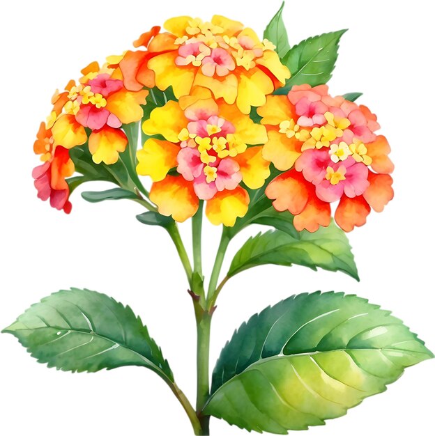 PSD pintura en acuarela de una flor de lantana