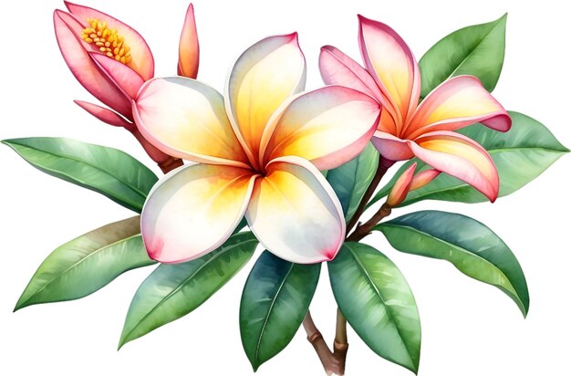 PSD pintura en acuarela de la flor plumeria aigenerado