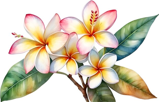 Pintura en acuarela de la flor plumeria aigenerado