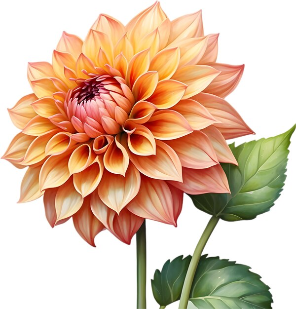 PSD pintura en acuarela de una flor de pompon dahlia