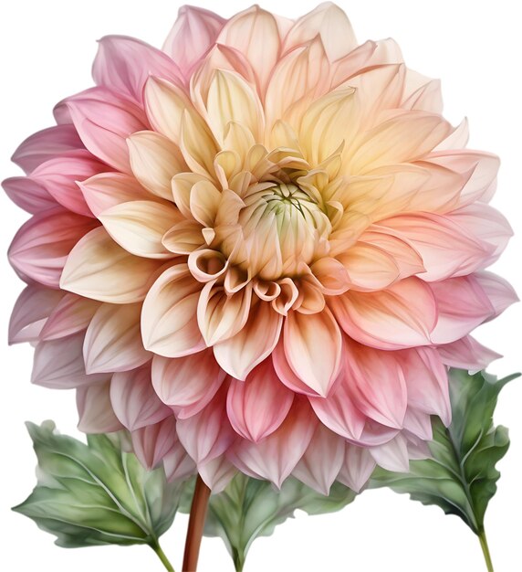 PSD pintura en acuarela de una flor de pompon dahlia