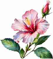 PSD pintura en acuarela de la flor de la rosa de sharon hibiscus syriacus