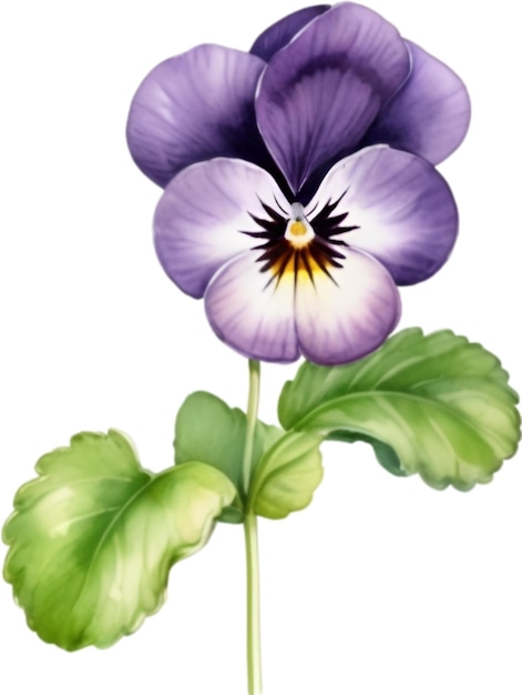 PSD pintura en acuarela de una flor violeta flor de viola sororia