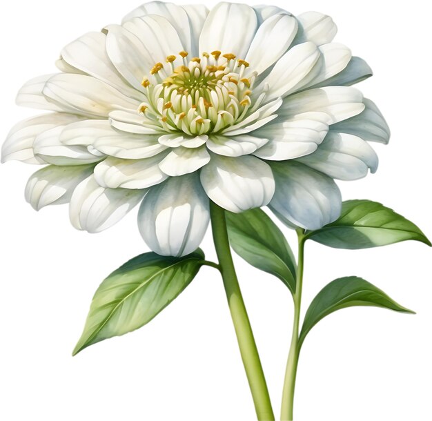 PSD pintura en acuarela de una flor de zinnia