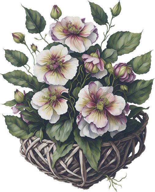 PSD pintura en acuarela de las flores de hellebore