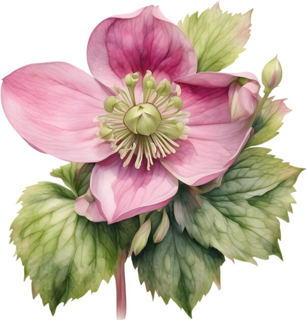 PSD pintura en acuarela de las flores de hellebore