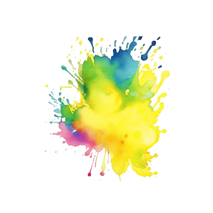 PSD pintura de acuarela de fondo amarillo aislado sobre fondo blanco