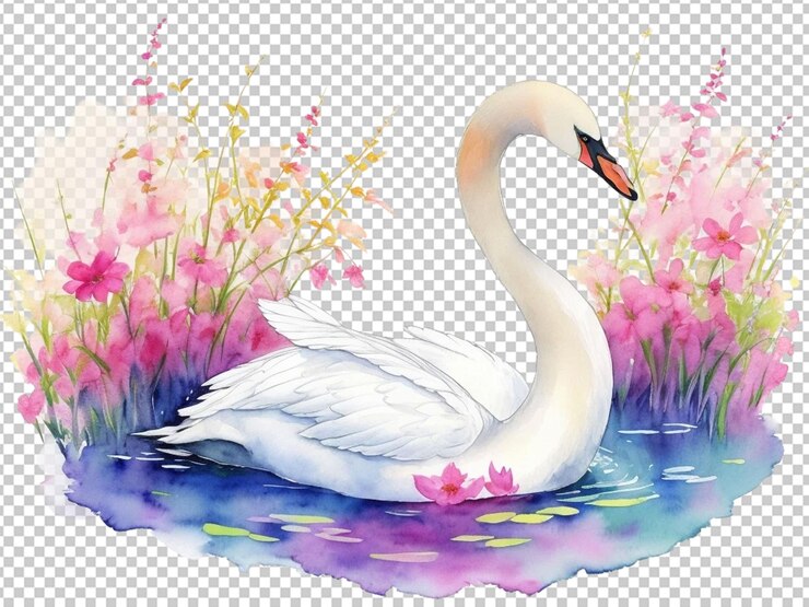 PSD pintura en acuarela de un hermoso cisne