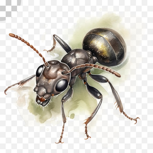 PSD una pintura de acuarela de una hormiga negra - hormiga png descargar