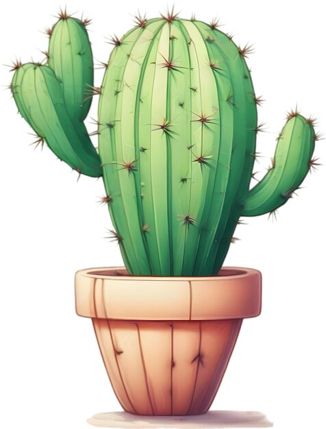 PSD pintura en acuarela de un lindo cactus del desierto