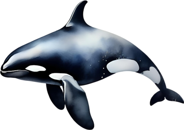 PSD pintura en acuarela de la orca ballena asesina