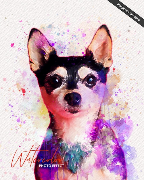 Una pintura de acuarela de un perro con las palabras acuarela.