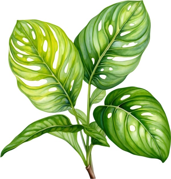 PSD pintura en acuarela de la planta lemon lime maranta leuconeura