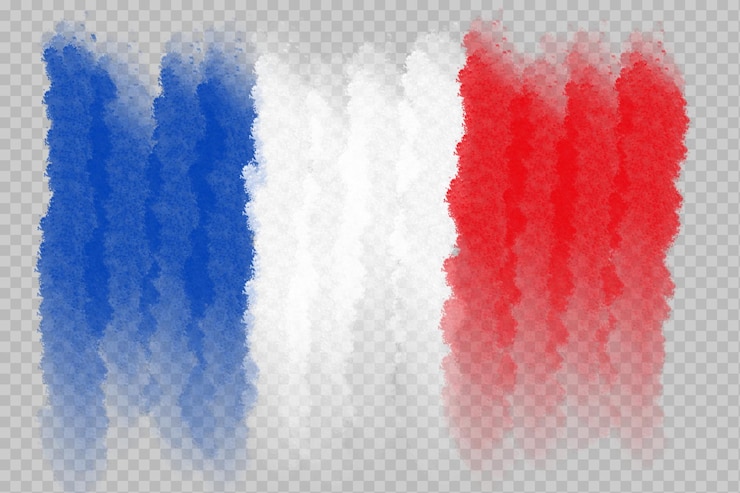PSD pintura de acuarela trazos de pincel bandera de francia fondo transparente francia pincel diseño de bandera en acuarela