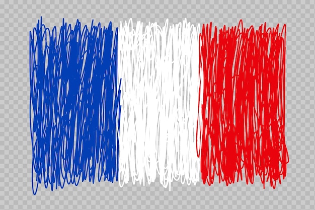 Pintura de acuarela trazos de pincel bandera de Francia fondo transparente Francia pincel diseño de bandera en acuarela