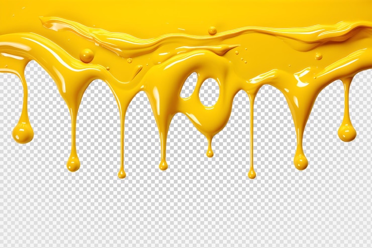 PSD pintura amarilla que se derrite aislada en un fondo transparente generativa ai