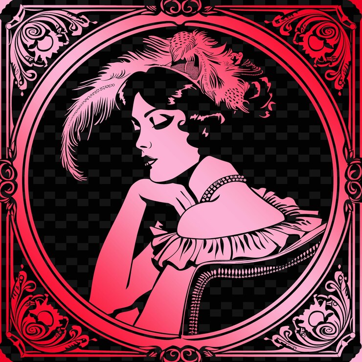 PSD pintura antigua con marco adornado y paleta en blanco y negro png contorno diseños de ilustración plana