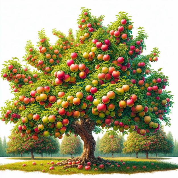 PSD una pintura de un árbol con una fruta en él