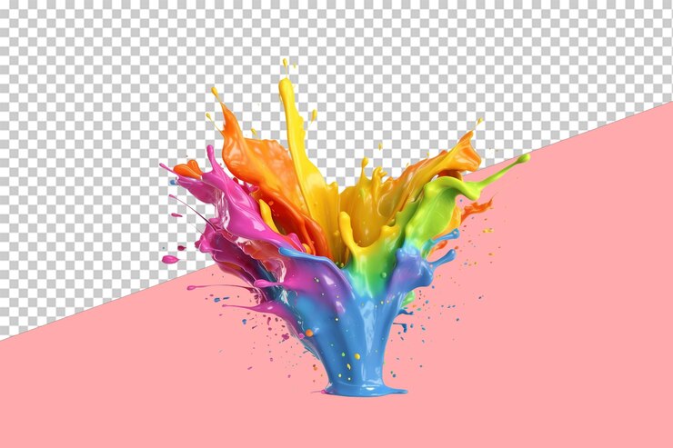 PSD pintura arco-íris espalhado objeto isolado fundo transparente